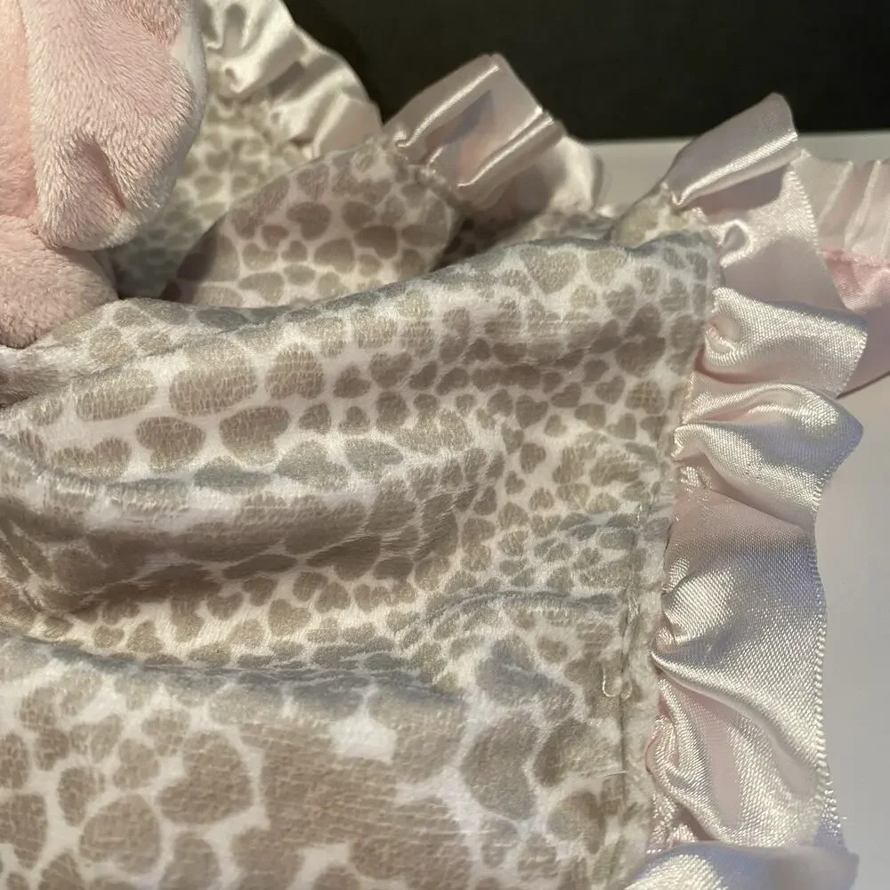 Carter's Leopard Pink Elephant Security Blanket Ruffled Satin Baby 14